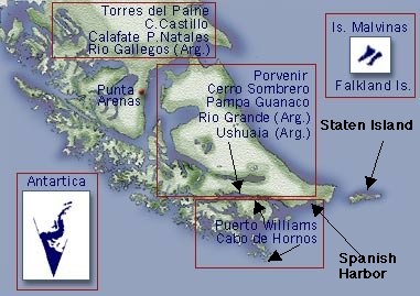 Mapa del Sur de la Patagonia y la Tierra de Fuego PUNTA ARENAS CHILE CRUCEROS PATAGONIA CRUCEROS SUDAMERICA CRUCEROS HEMISFERIO SUR CRUCEROS EXPLORACION QUE VISITAR EN PUNTA ARENAS CRUCEROS PUNTA ARENAS CRUCEROS CHILE